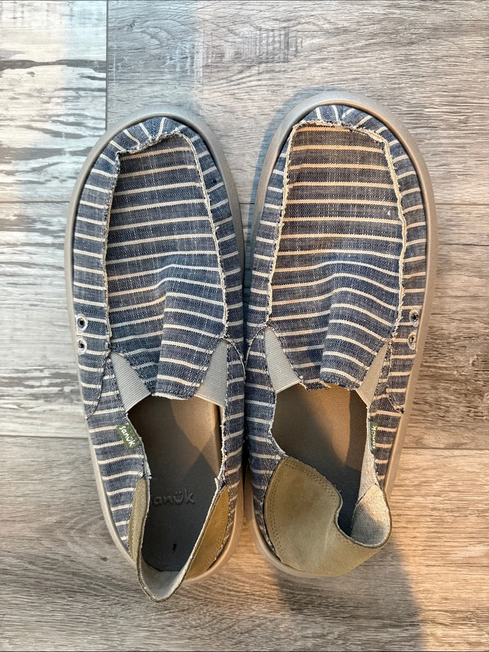 Sanuk Casual Slip-On Canvas Shoes in Navy Stripe